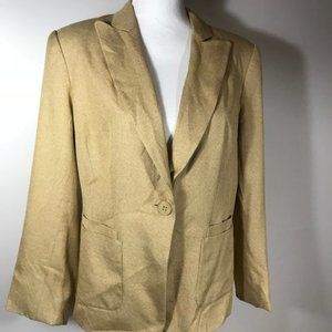 Emanuel Ungaro Tan Silk Wool Boyfriend Blazer Vtg
